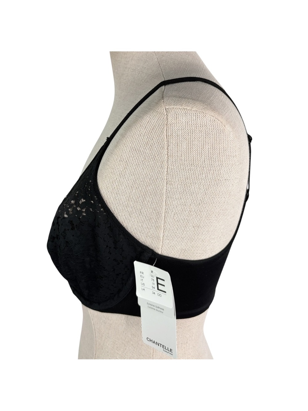NWT Chantelle Norah Seamless Bra sz 34DD (34E) * Black Floral Lace Unlined - Picture 4 of 7